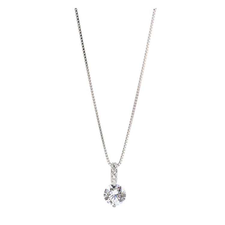 Silver-Plated Crystal Pendant Chain Necklace for Women/Girls image 4