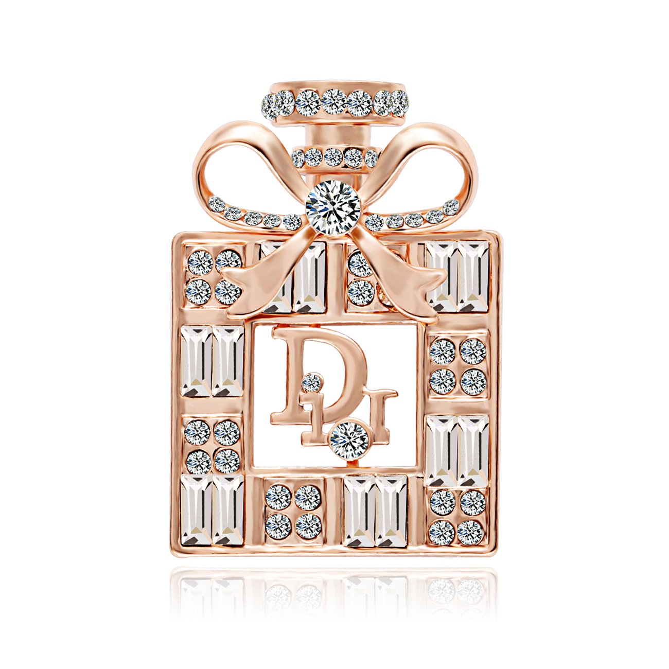 Gold-Plated Crystal Perfume Bottle Brooch image 4