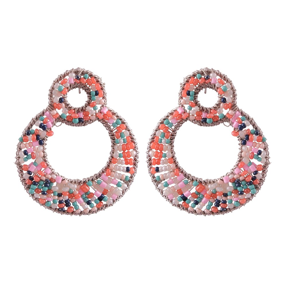 Silver-Plated Chic Multicolor Beaded Drop Earring For Women/Girl's image 3