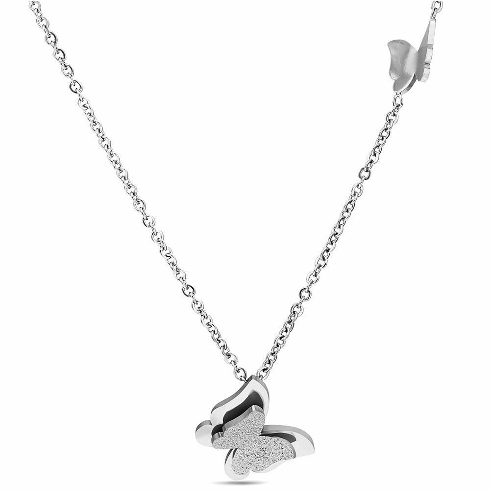Silver-Plated Double Butterfly Pendant Necklace for Women/Girls image 5