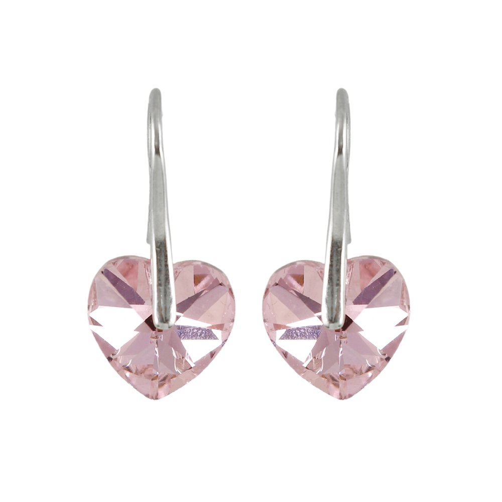 Silver-Plated PinkCrystal Dangler Hook Earrings image 2