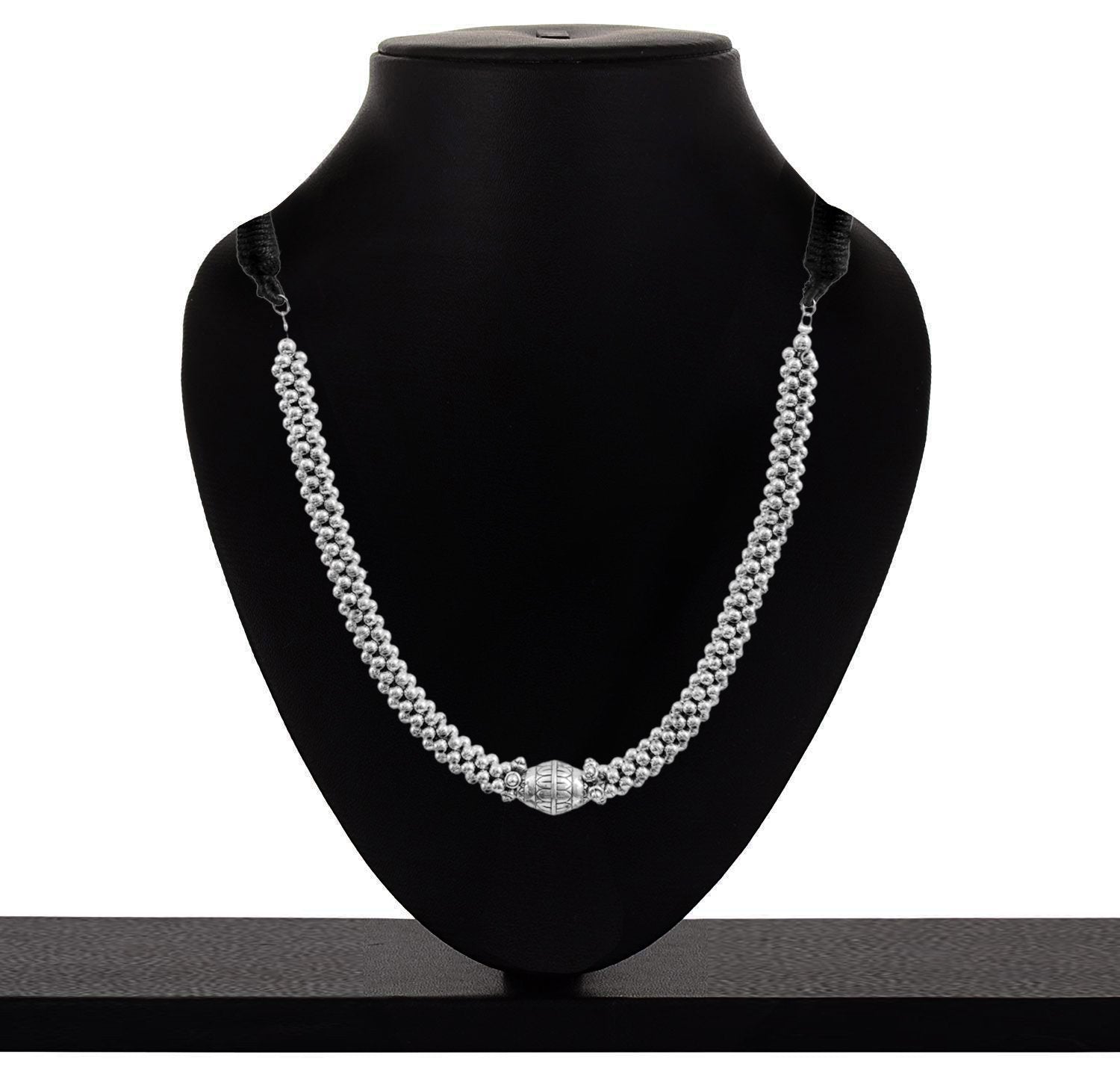 Oxidized Silver Kolhapuri Hasli Ethnic Necklace image 1