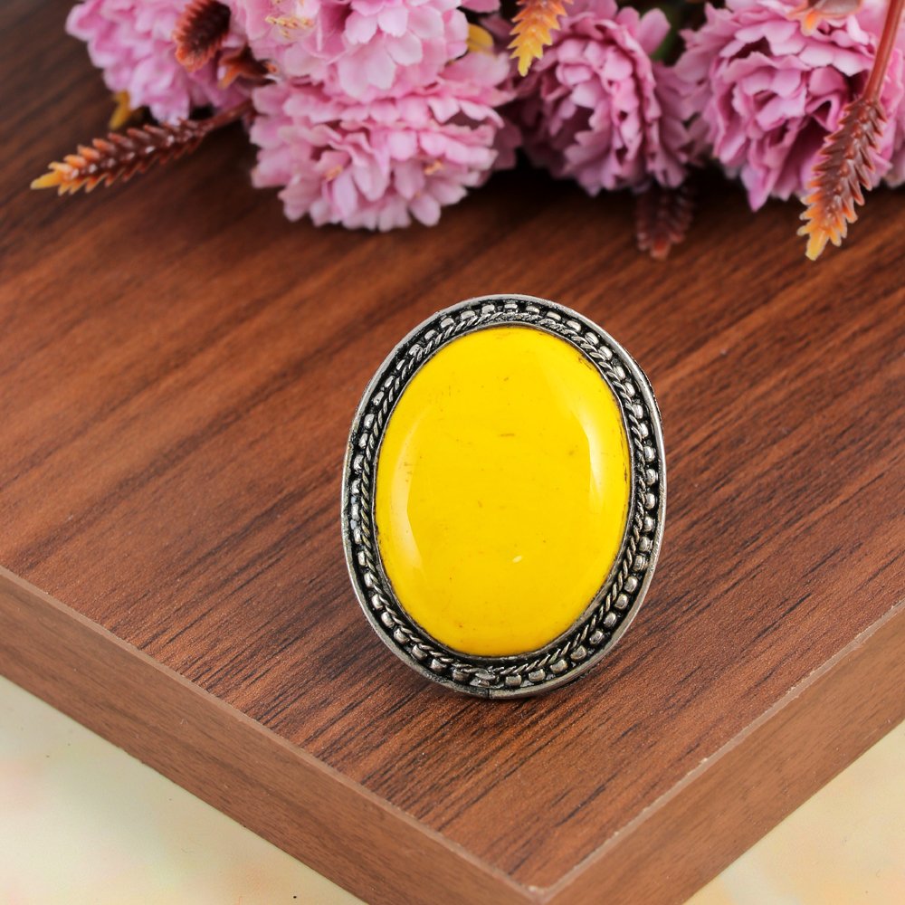 Silver-Plated Crystal Studded Unisex Ring image 2