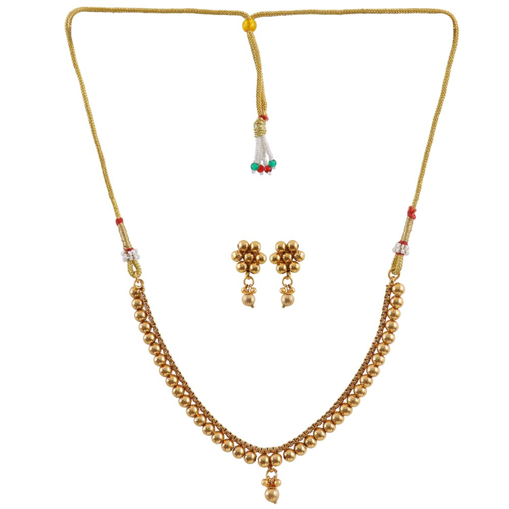 Gold-Plated Traditional Marathi Choker Jewellery Set image 1