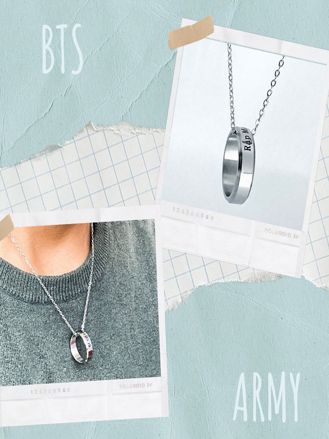 Silver-Plated BTS Kpop RAP-MASTER Chain Pendant image 0