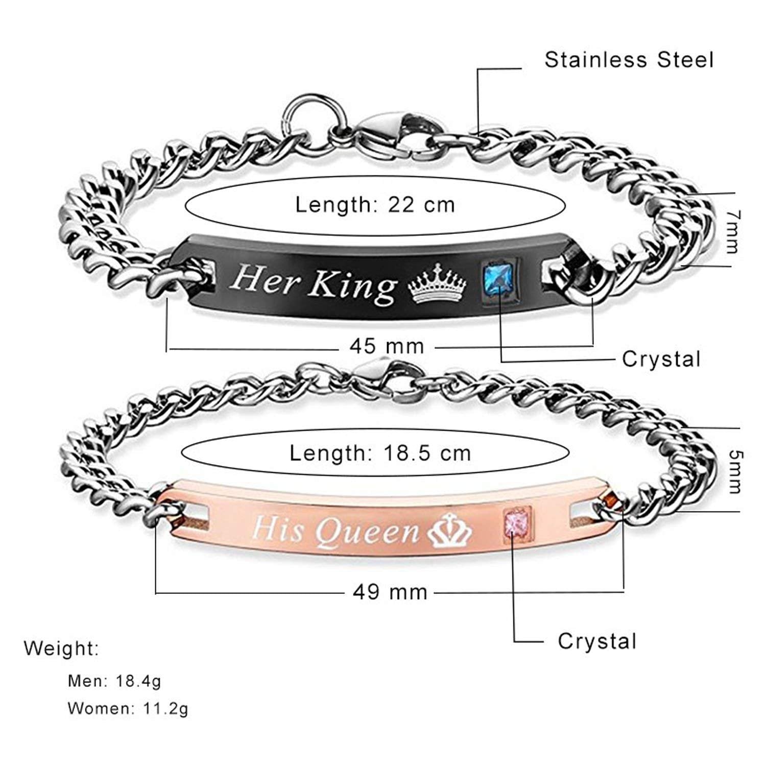 His & Her Couples Satinless Steel Bracelet image 2