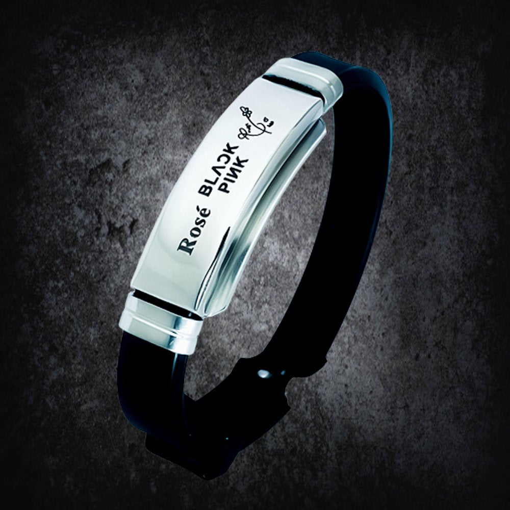 Korean Signature Rose Bracelet in Black-Pink image 0