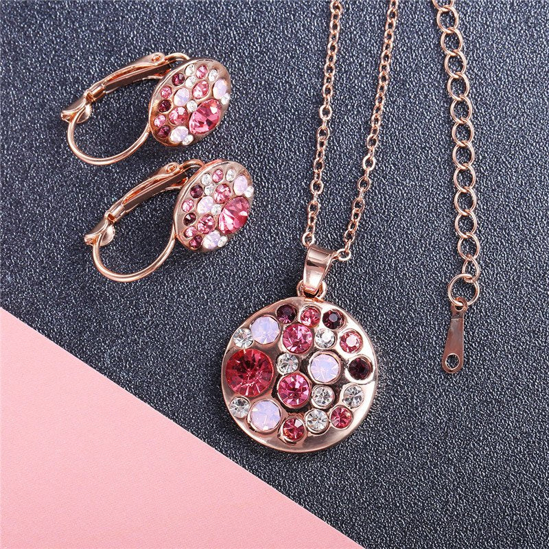 Gold-Plated Multicolor Stone Pendant Jewellery Set image 0
