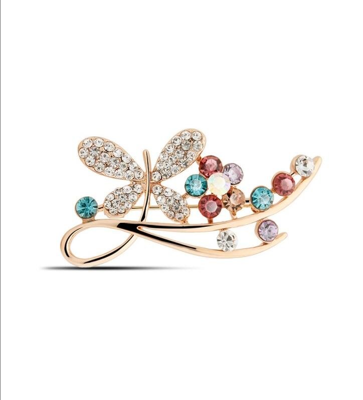 Multicolor Crystal Flower Brooch For Womne/Girl's image 3