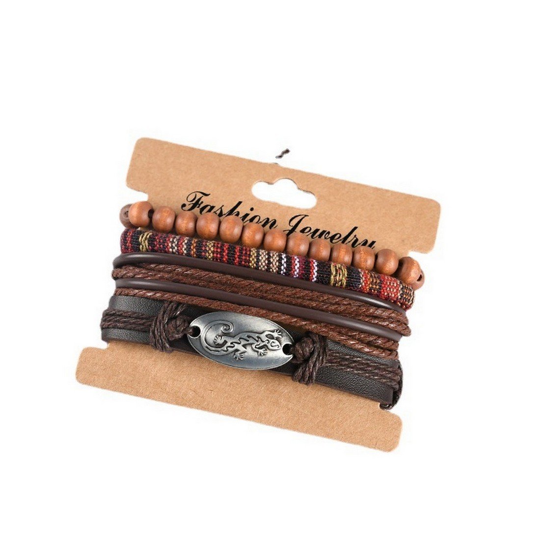 Men's Oxidised Silver Lizard Multicolor Wrap Bracelet image 2