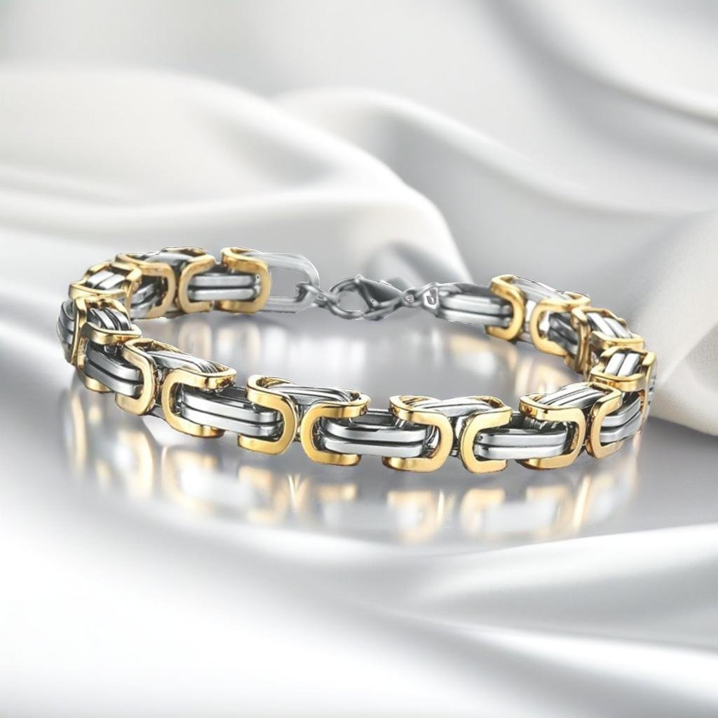 Stylish Dual-Tone Link Chain Bracelet for Men image 5