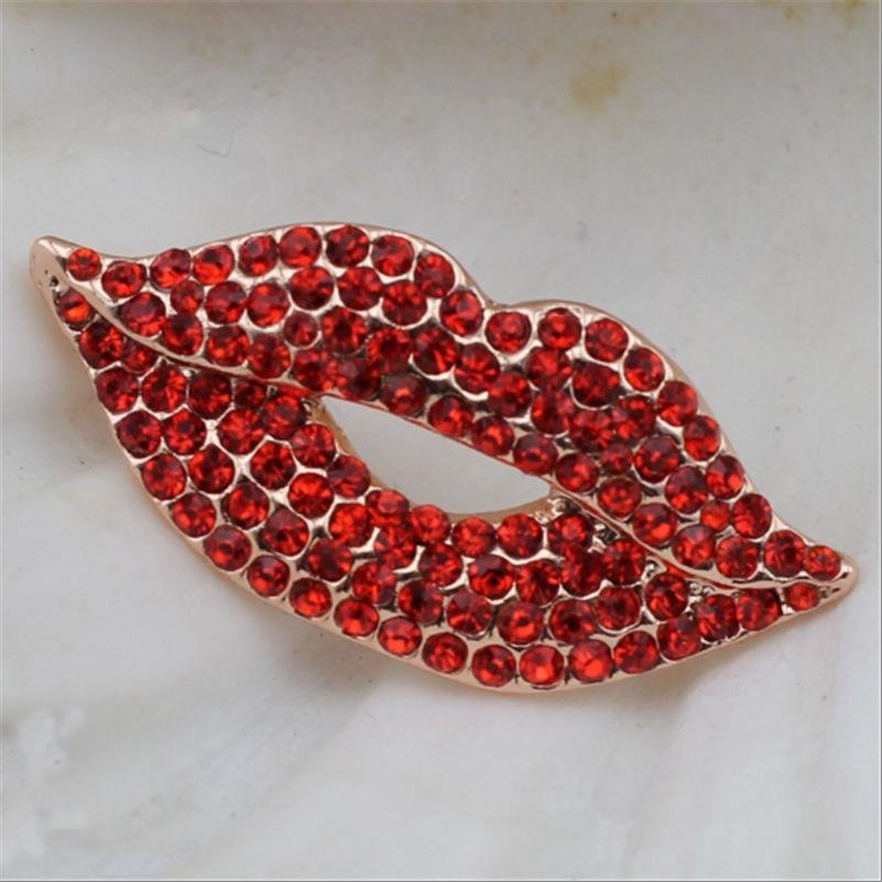 Hot Red Stone Lips Brooch For Women/Girls image 2