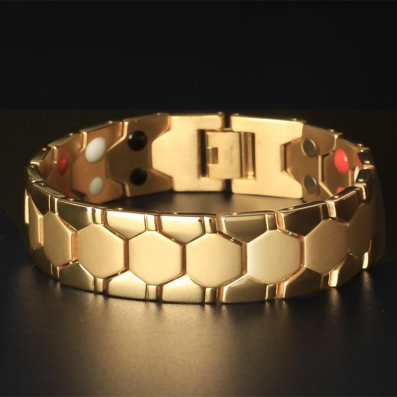 Men Golden Bio Magnetic Bracelet image 3
