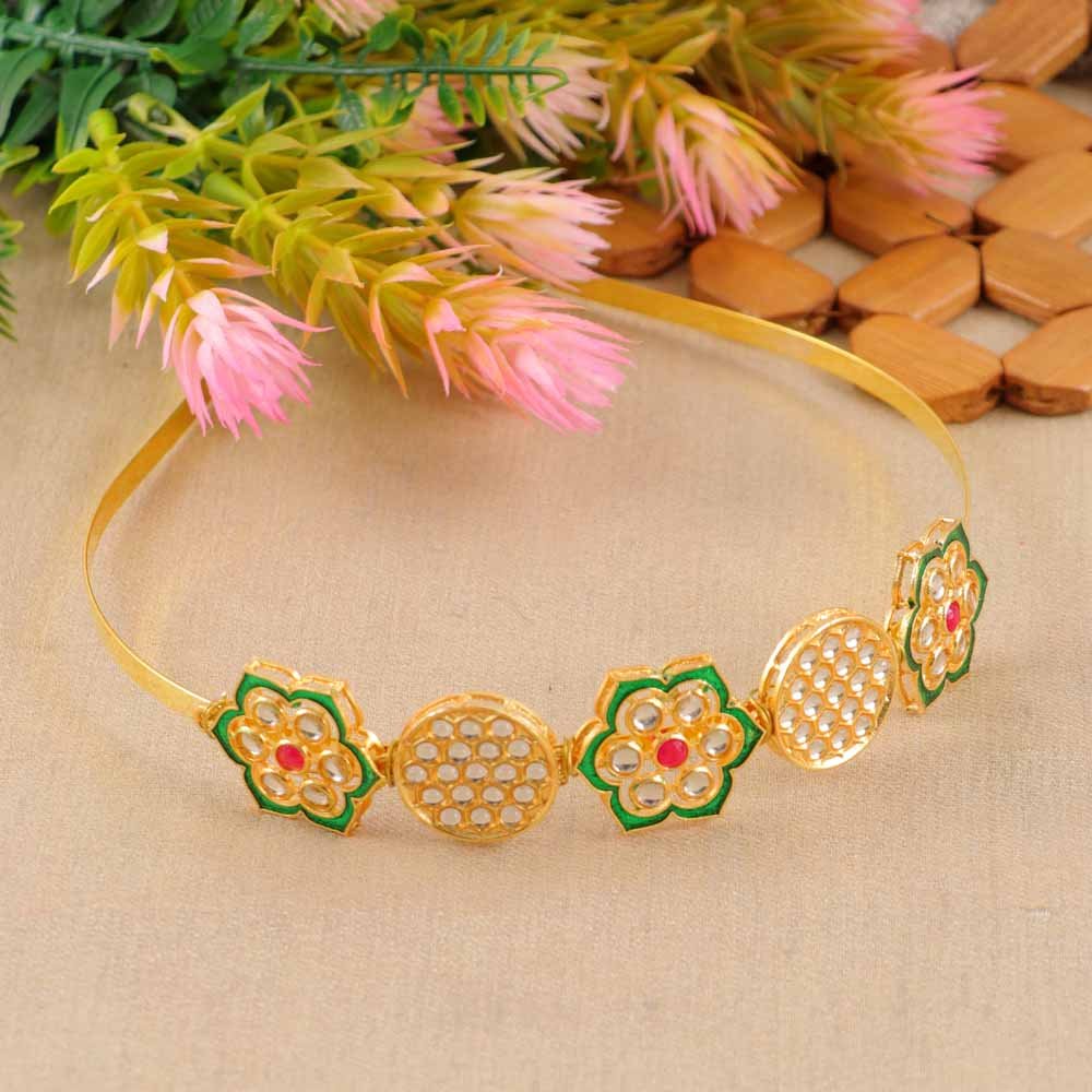 Rajasthani Gold Bridal Hairband image 3