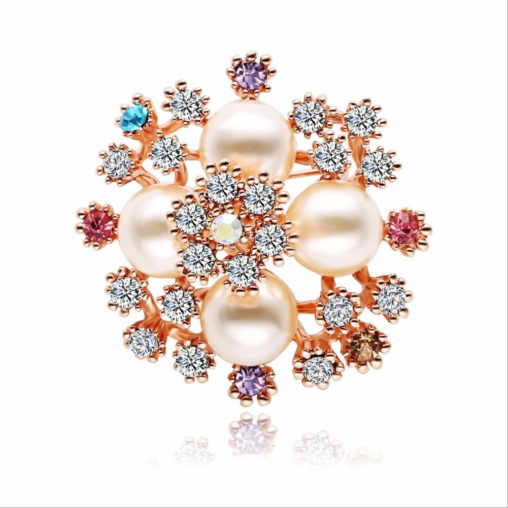 Gold-Plated Pearl/Crystal Brooch Cum Saree Pin image 3