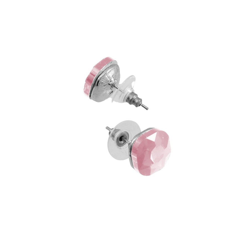 Silver-Plated Light-Pink Crystal Studs Earrings image 1