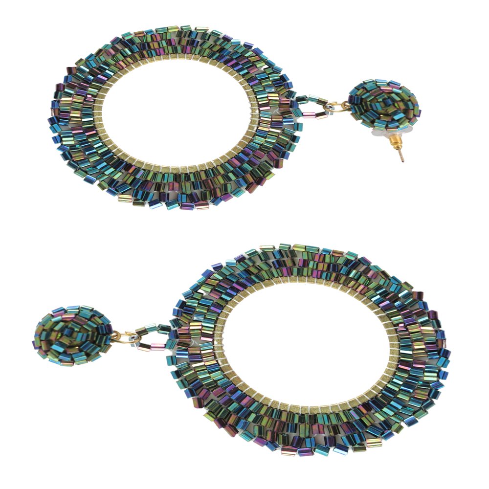 Gold-Plated Handcrafted Multicolor Beaded Earrings image 1
