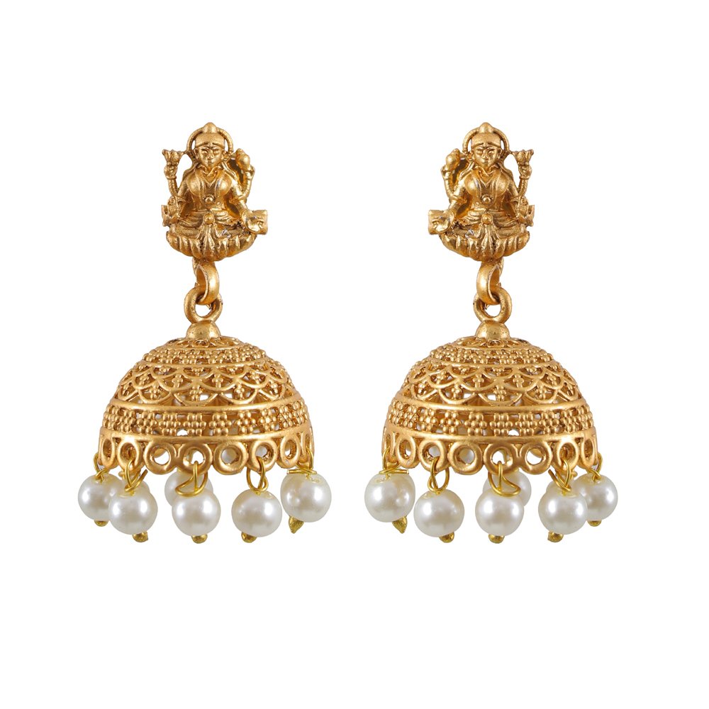 Gold-Plated Ethnic Red Layered Beaded Goddess Lakshmi Necklace Set image 4