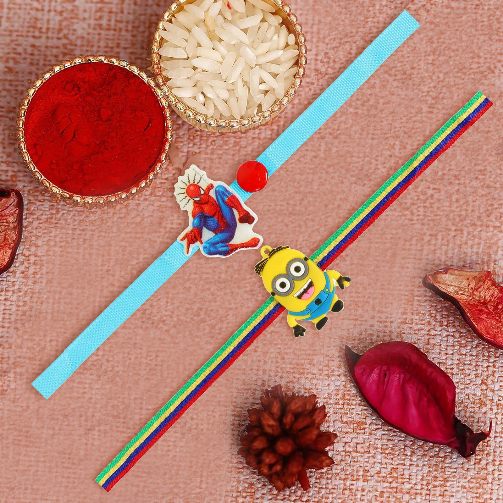Combo Set of 2 Spinder & Minions Kids Rakhi image 0