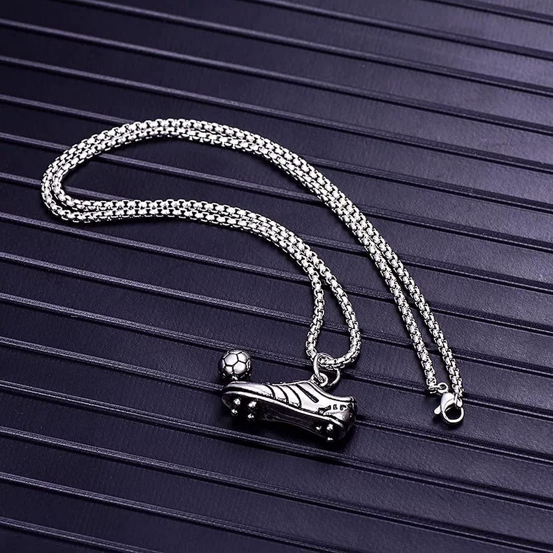 Oxidized Silver Soccer Shoes Pendant Chain Necklace image 0