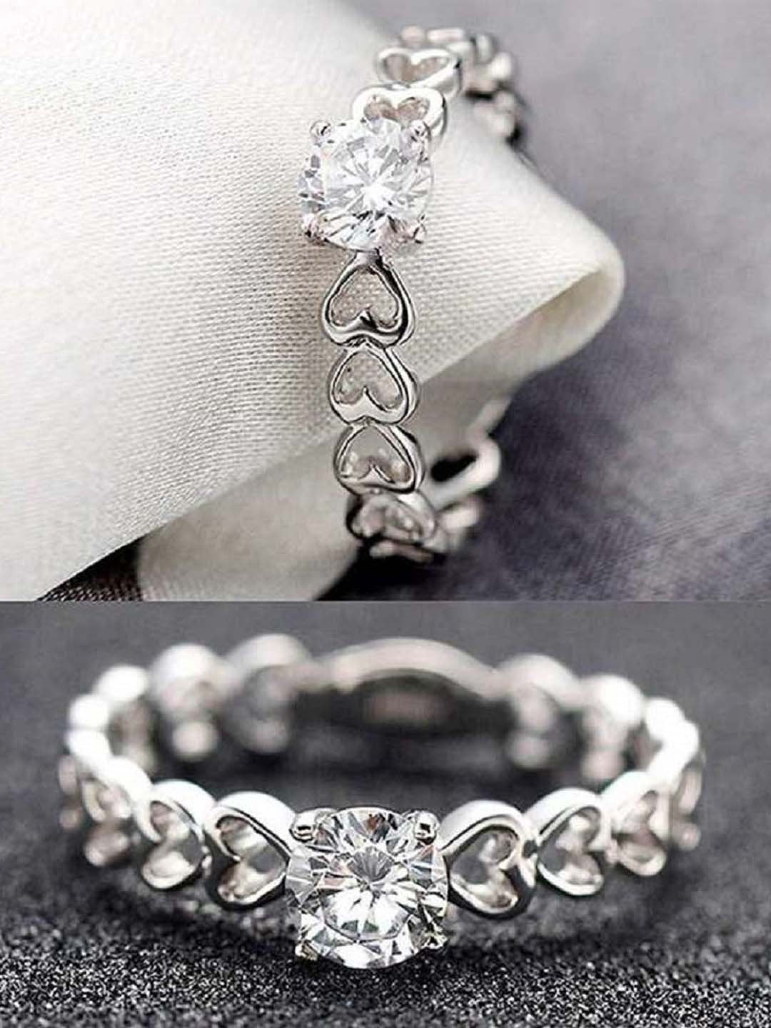 Stunning Silver-Plated Heart Crystal Ring image 2