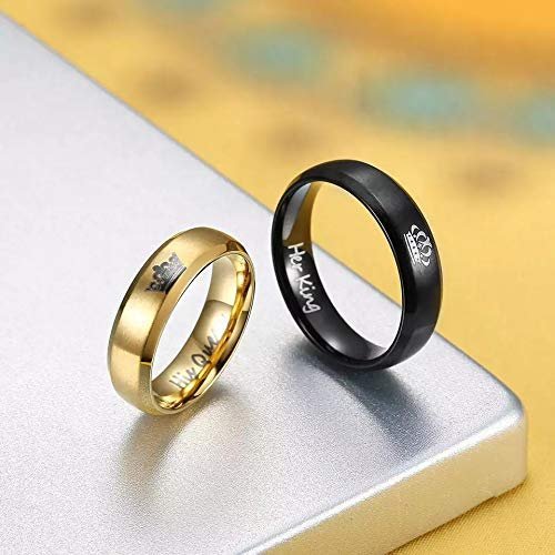 Gold & Black Crown Couple Ring Set image 0
