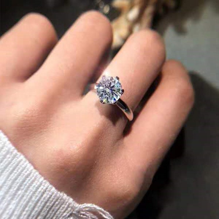 Sparkling Silver-Plated Crystal Studded Couple Ring image 1