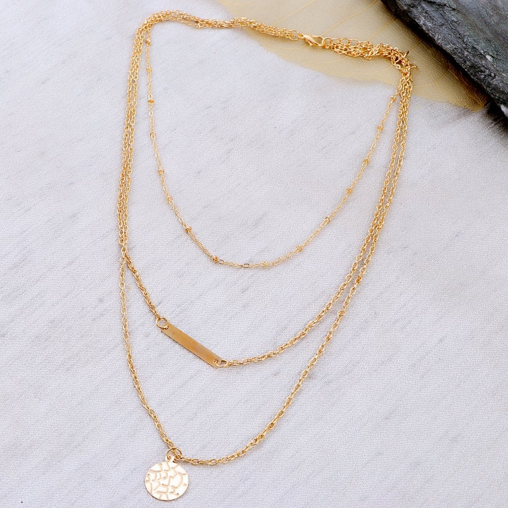 Gold-Plated Multilayer Coin Pendant Necklace image 4