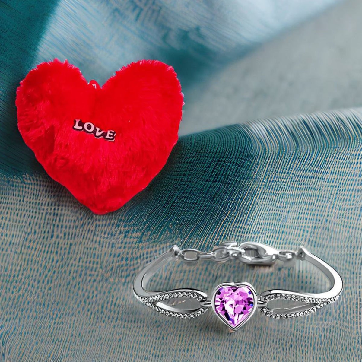 Valentine's Day Combo Set Heart Bracelet with Heart Pillow image 0