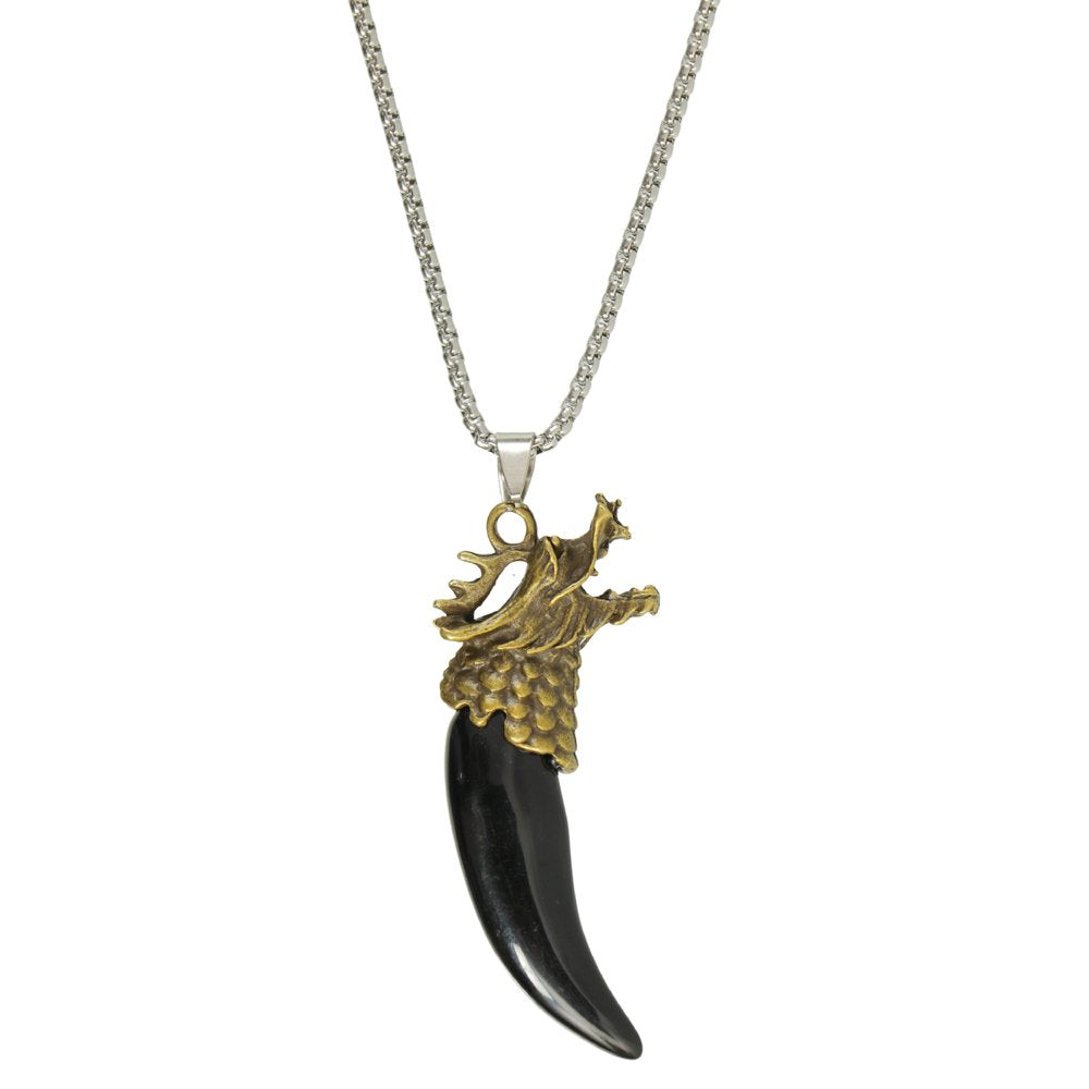 Oxidized Gold Dragon Head Pendant Chain Necklace image 3