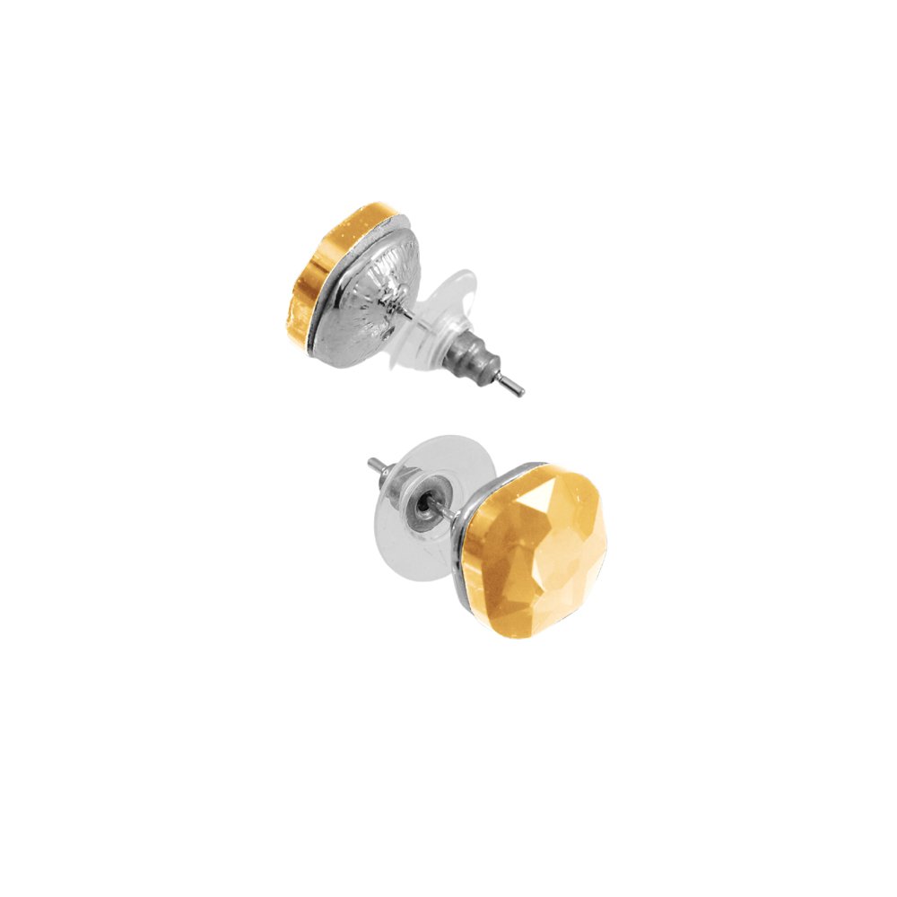 Silver-Plated Yellow Crystal Studs Earrings image 1