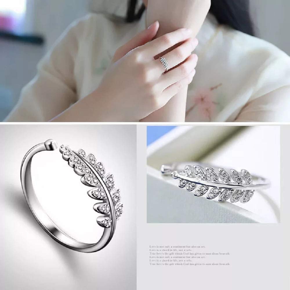 Elegance in Bloom Silver Leaf Women Ring image 4