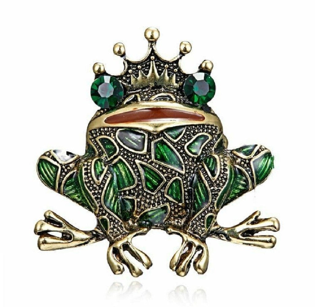 Gold-Plated Green Frog Brooch for Unisex image 4