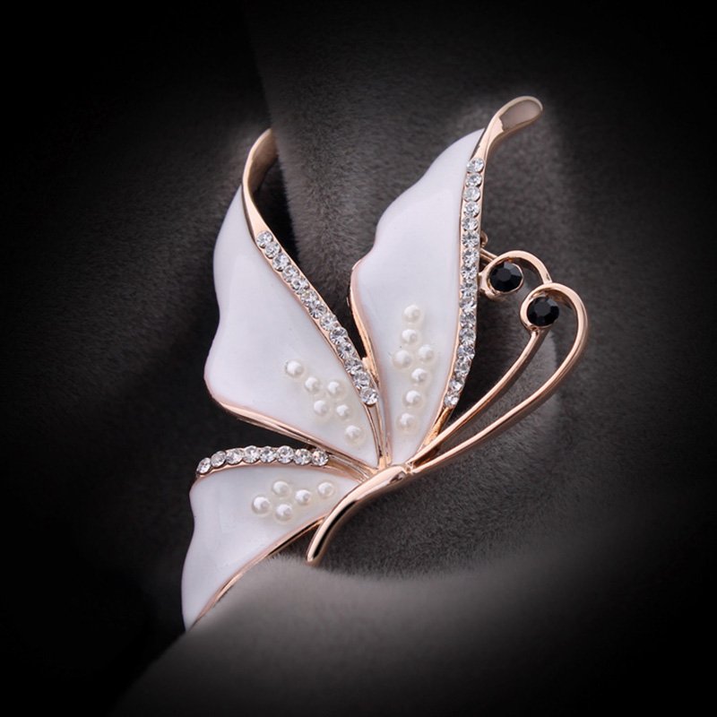 White Crystal Half Butterfly Brooch image 0