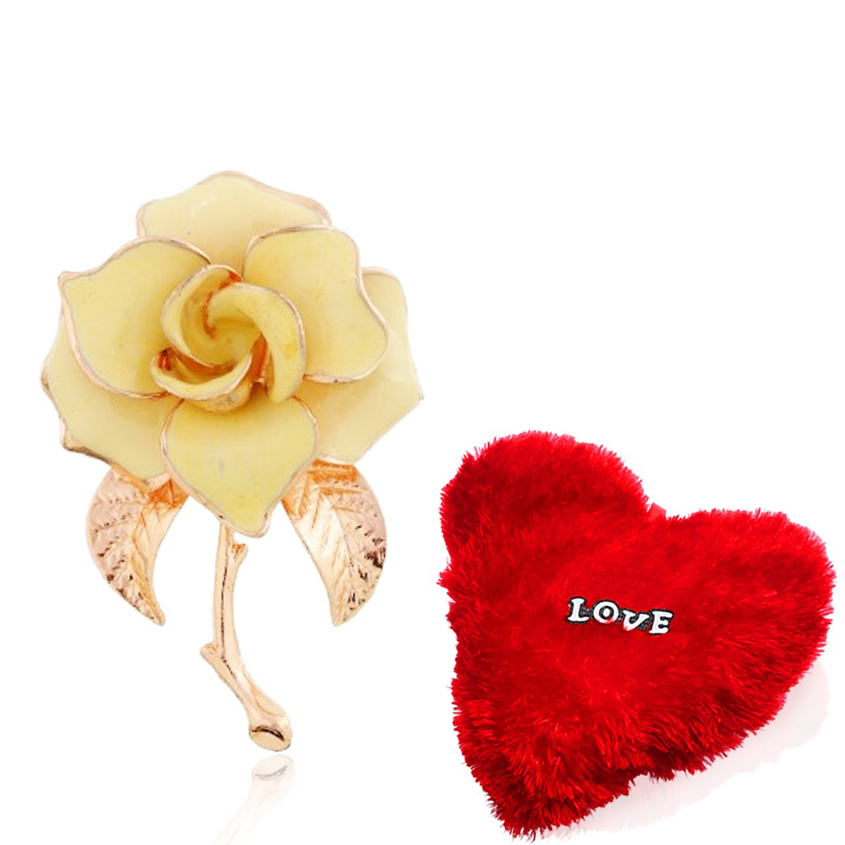 Valentine's Day Combo Set Rose Brooch with Heart Pillow image 1