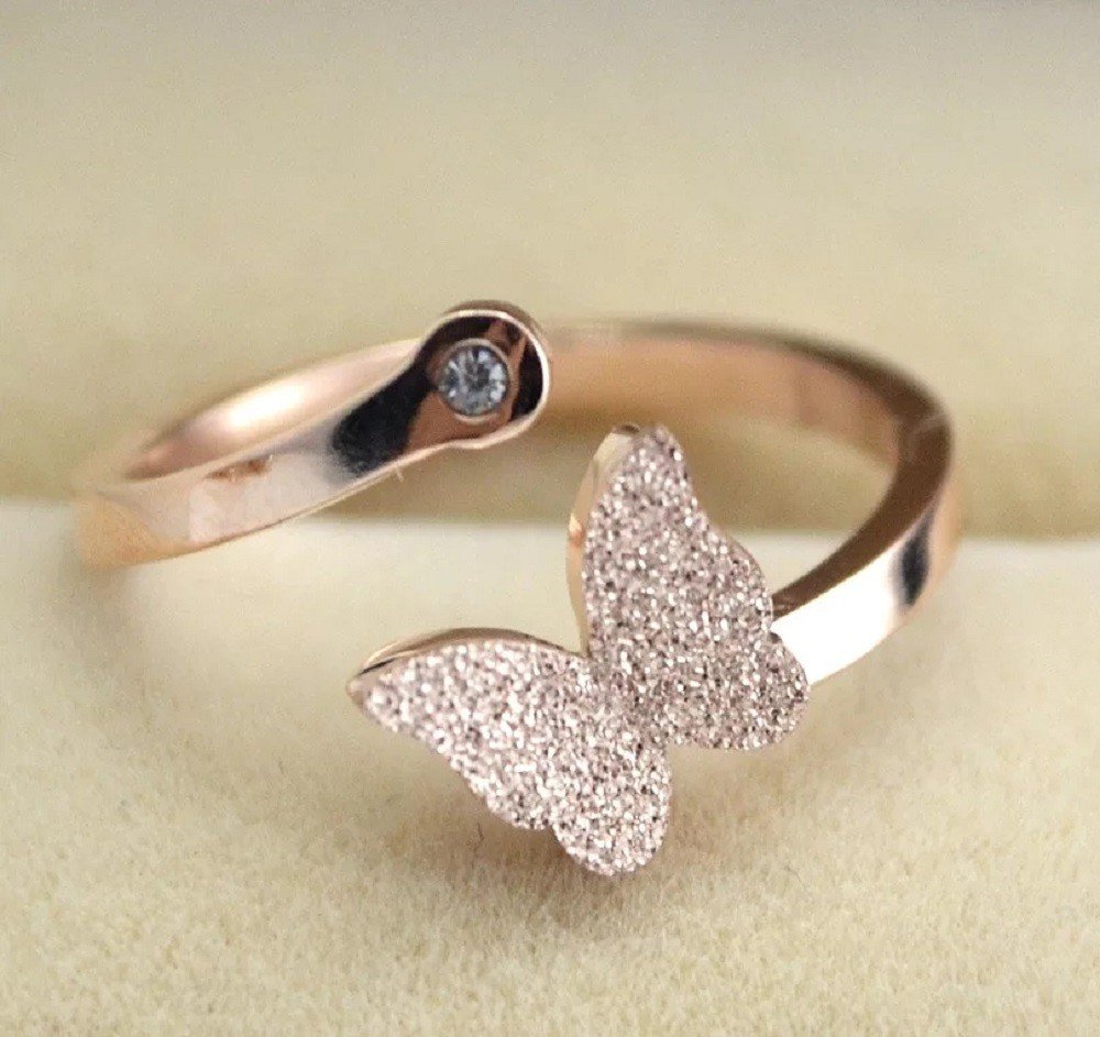Butterfly Blush Rose Gold Statement Ring image 2