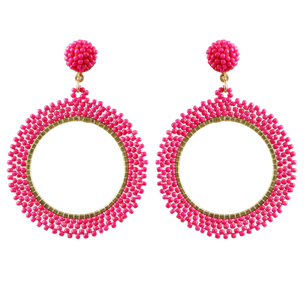 Pink Beaded Drop & Dangler Earrings image 3
