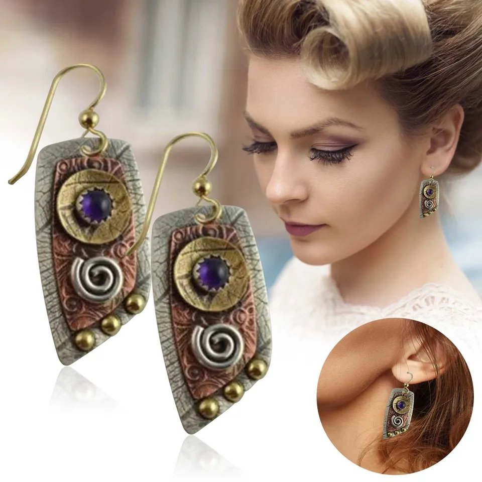 Boho Gold-Plated Wooden Multicolor Dangler Earrings image 1