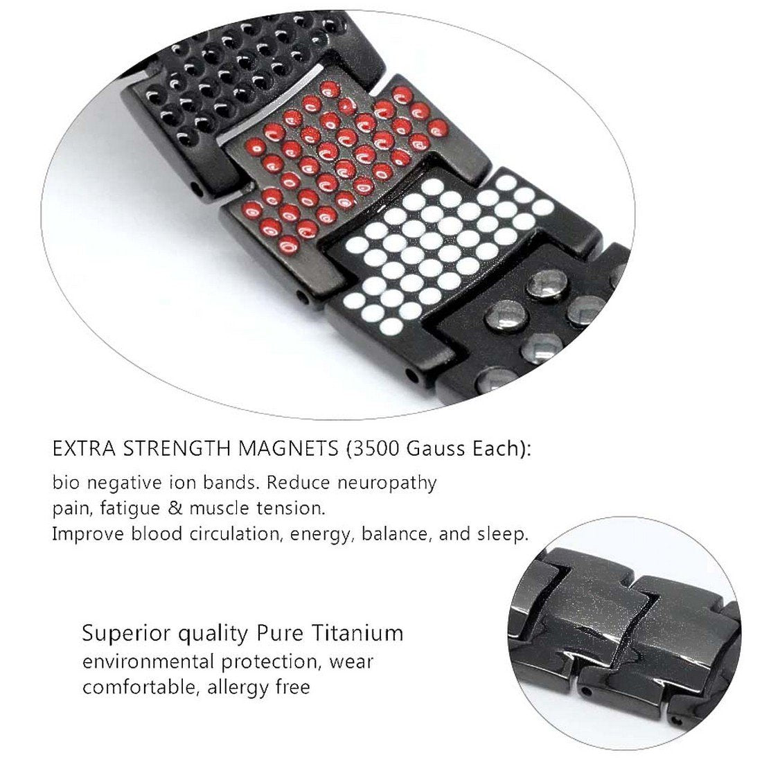 4-in-1 Black Bio Multi-Magnet Bracelet with Double Strength image 3