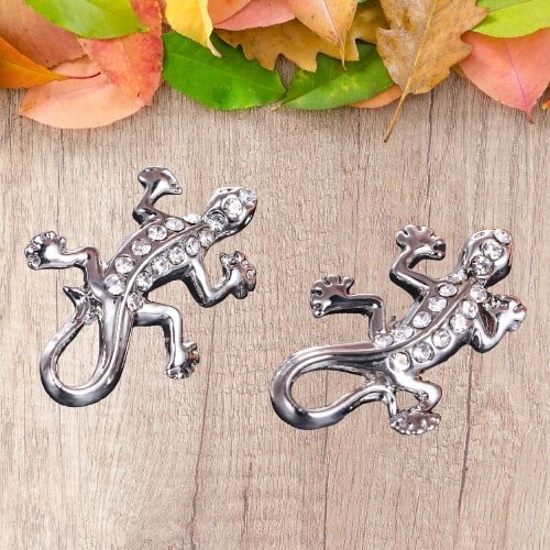 Silver-Plated Crystal Lizard Earrings image 1