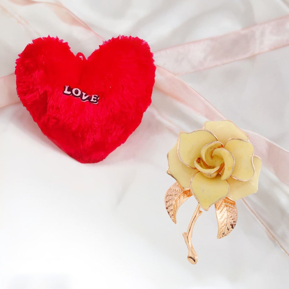Valentine's Day Combo Set Rose Brooch with Heart Pillow image 0