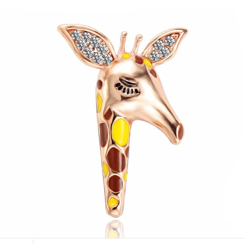 Gold-Plated Crystal Half Giraffe Brooch For Women/Girls image 3