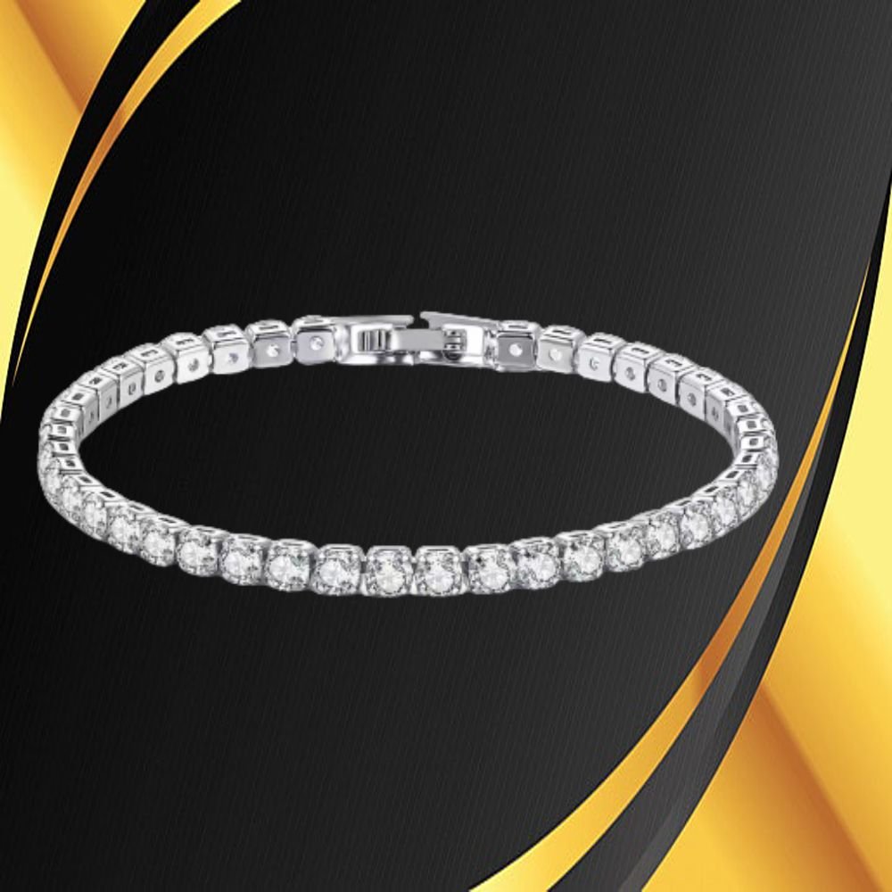 Silver-Plated White Crystal Stones Beaded Bracelet image 5