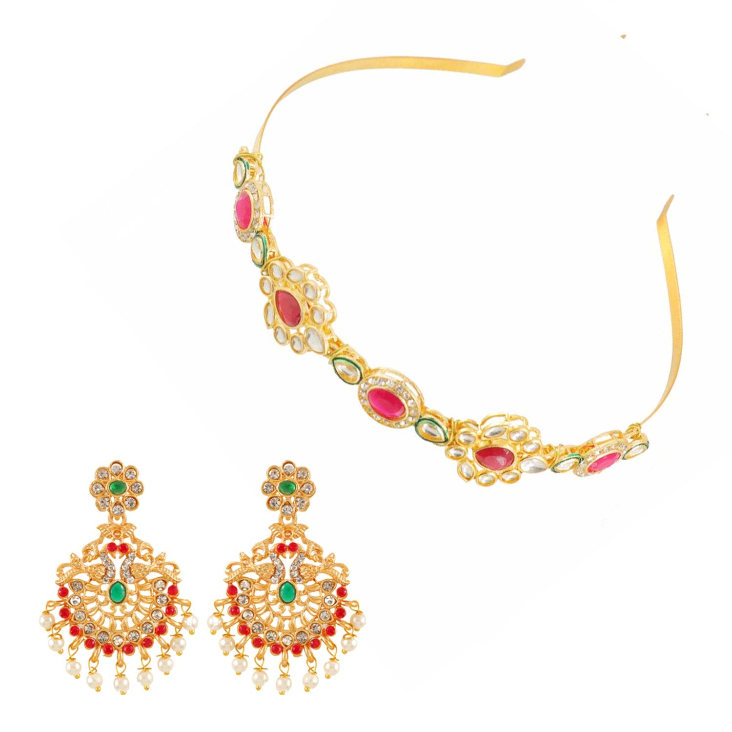 Ethnic Mathapatti Hairband and Earrings Set image 2