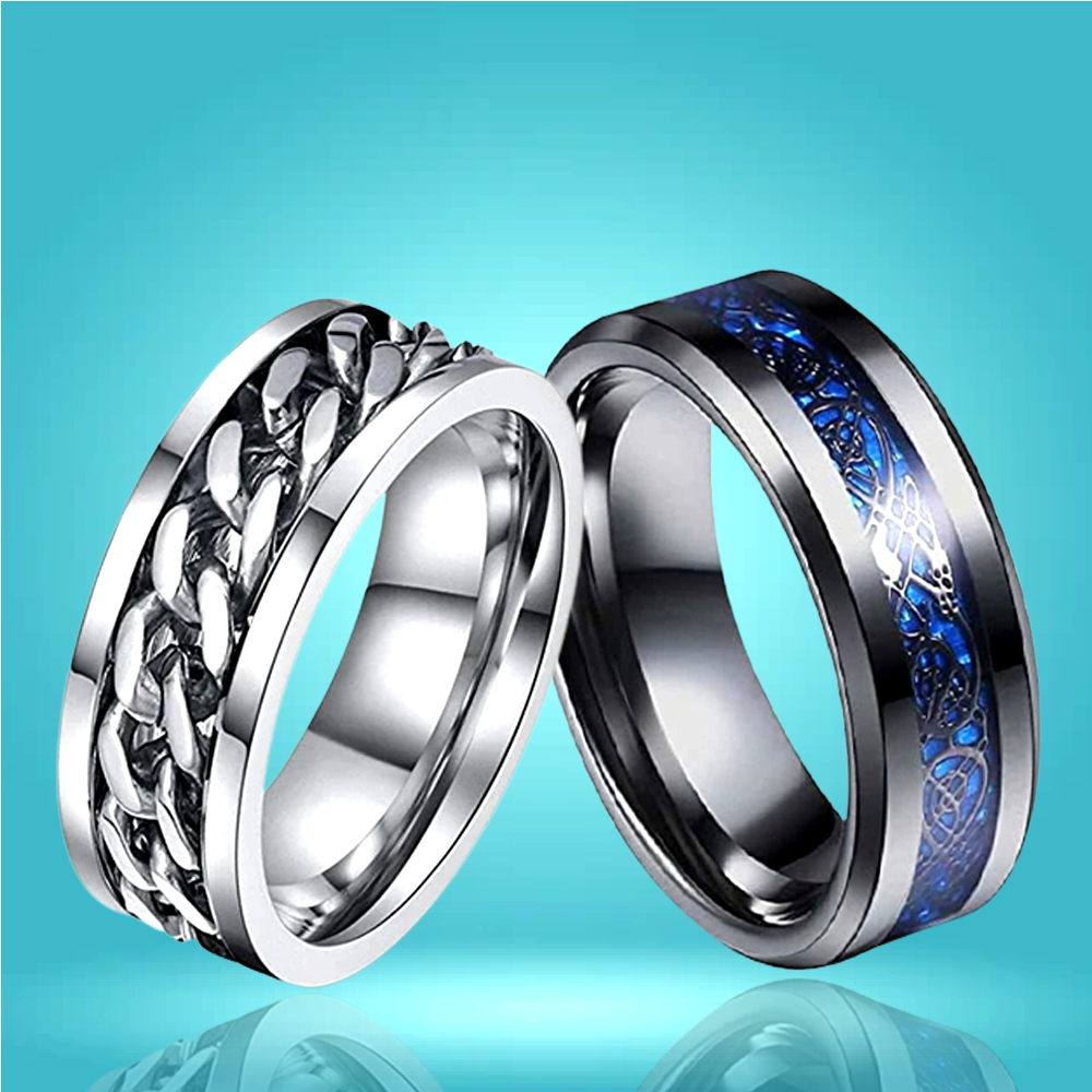 Dragon Spinner Black & Blue Combo Ring image 0