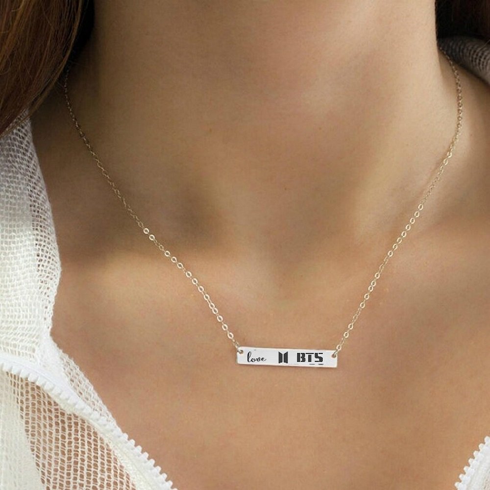 Silver-Plated Love BTS Chain Pendant Necklace image 1