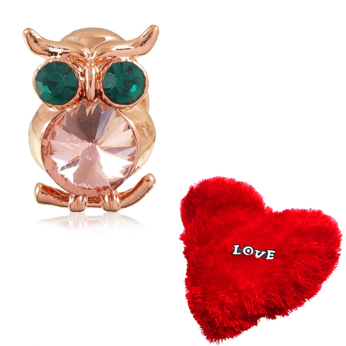 Valentine's Day Combo Set Owl Brooch with Heart Pillow image 1