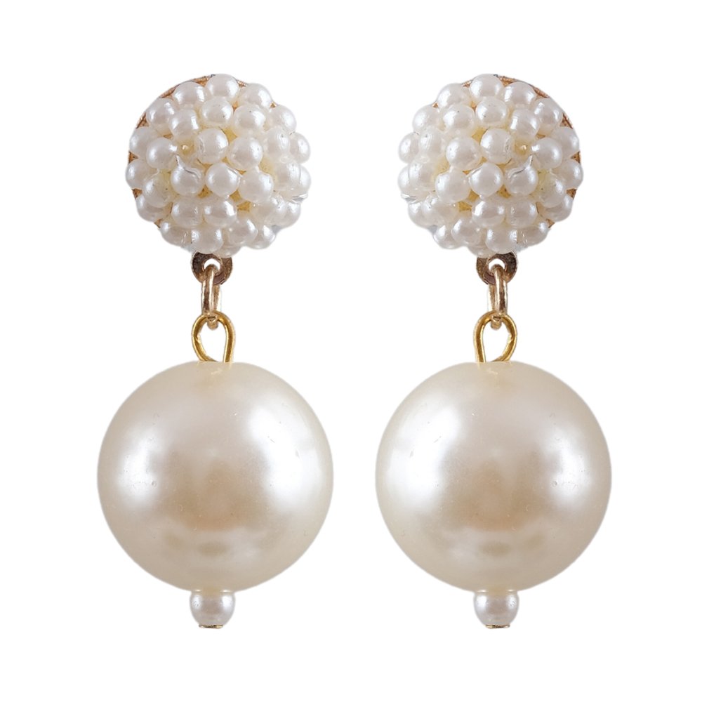 Stunning Gold-Tone White Pearl Drop Earrings For Women/Girl's image 3
