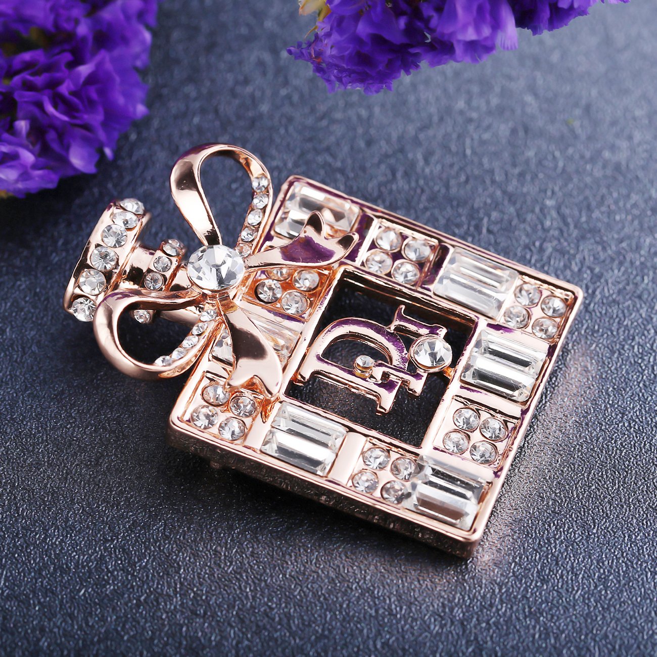 Gold-Plated Crystal Perfume Bottle Brooch image 3