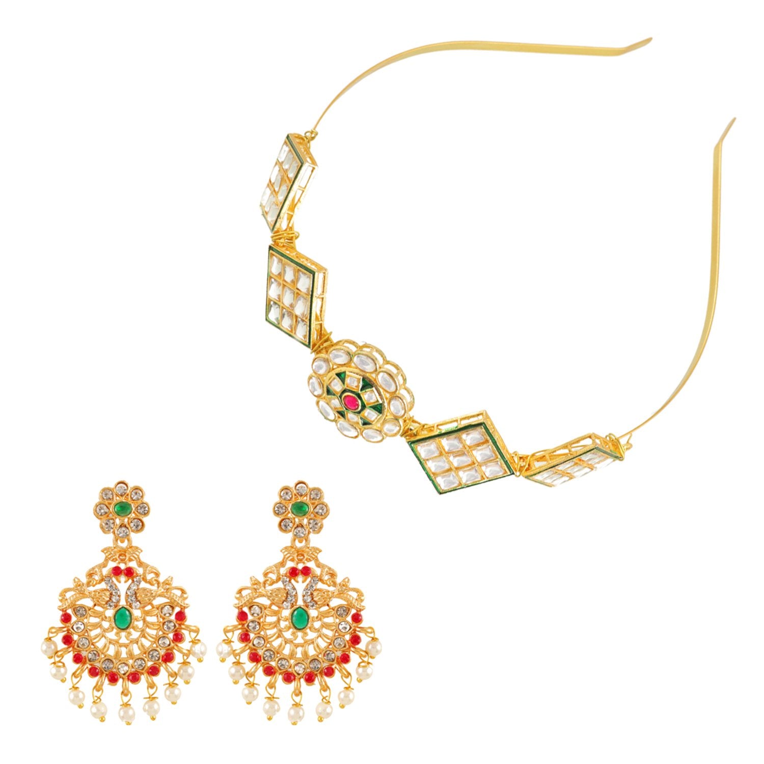 Ethnic Mathapatti Hairband and Earrings Set image 2
